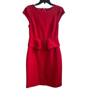 J.Crew Factory stretch wool peplum dress vibrant red career dress cap sleeves 6